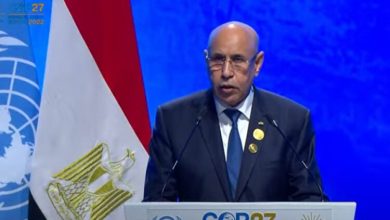 صورة خطاب رئيس الجمهورية أمام قادة العالم في قمة المناخ بشرم الشيخ المصرية