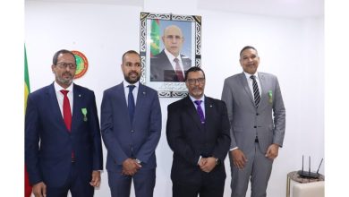 صورة وزير التحول الرقمي والابتكار وعصرنة الإدارة يوشح بعض موظفي القطاع 