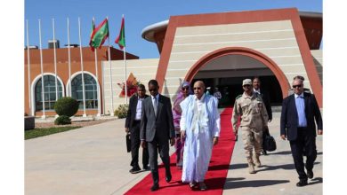 صورة الوفد المرافق لرئيس الجمهورية في زيارته لمدينة تيشيت بولاية تكانت