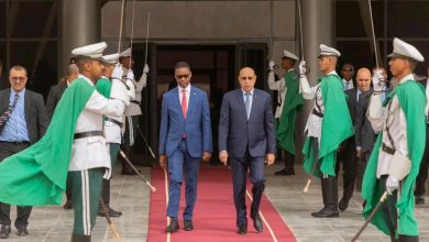صورة رئيس الجمهورية يصل إلى مدينة تيندوف في زيارة للجمهورية الجزائرية