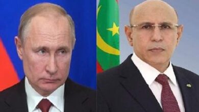 صورة رئيس الجمهورية يهنئ افلاديمير بوتين بمناسبة العيد الوطني لروسيا الاتحادية 