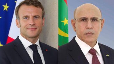 صورة رئيس الجمهورية السيد محمد ولد الشيخ الغزواني يهنئ الرئيس الفرنسي ايمانويل ماكرون 