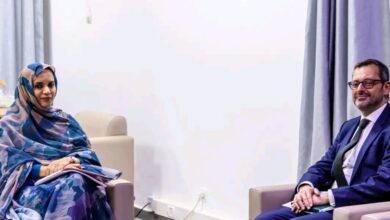 صورة وزيرة المياه السيدة آمال بنت مولود تجري مباحثات مع السفير الفرنسي 